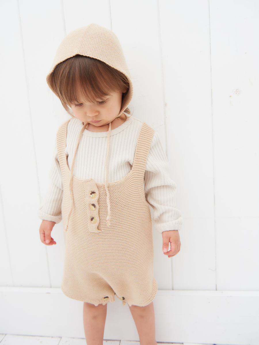 Rowan Romper and Bonnet Set - Sand